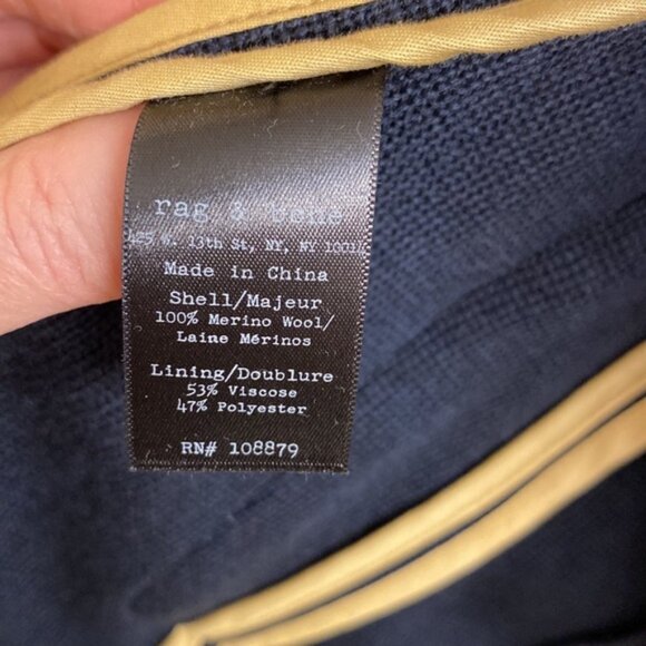 Rag and Bone Bromley Merino Wool Blazer Women’s Medium Navy Blue Knit Jacket - Picture 10 of 11